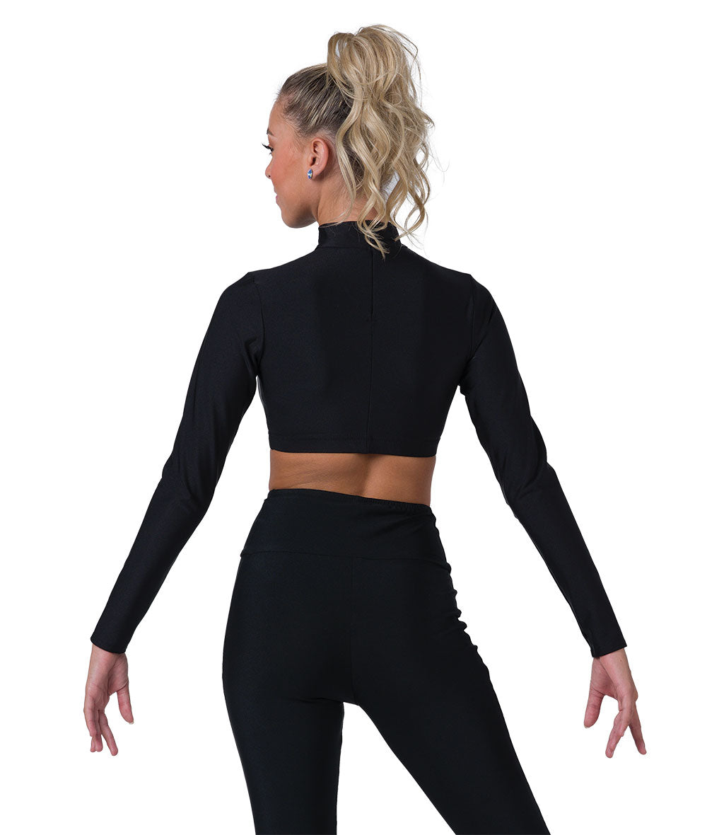 T2258 Spandex Mock Neck Crop Top