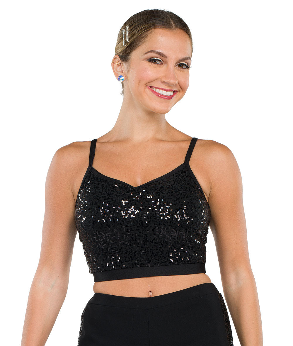 24017A Sequin Cami Crop Top