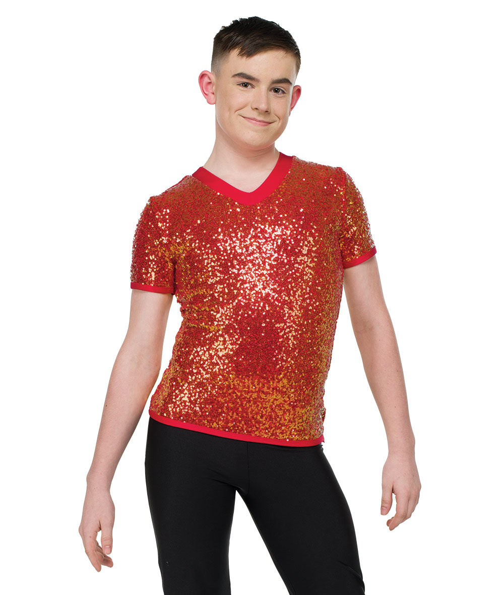 25345 Sequin V Neck Guy Top