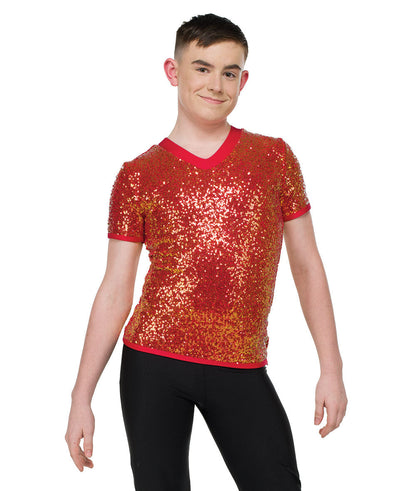 25345 Sequin V Neck Guy Top