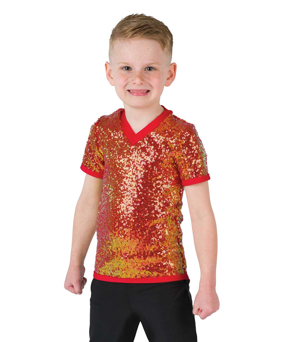 25345 Sequin V Neck Guy Top