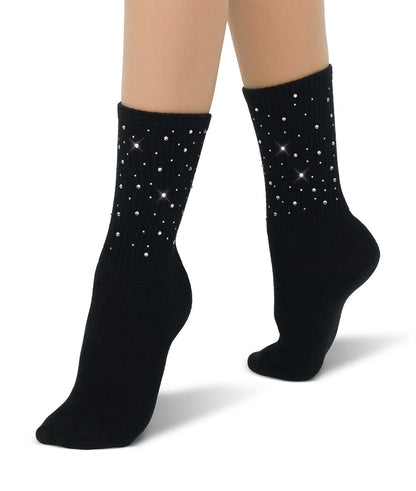 S62Y Black Rhinestone Socks