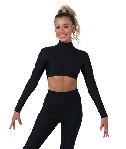 T2258 Spandex Mock Neck Crop Top