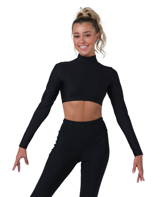 T2258 Spandex Mock Neck Crop Top
