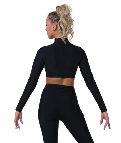 T2258 Spandex Mock Neck Crop Top