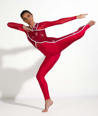 T2292 Criss Cross Sequin Unitard