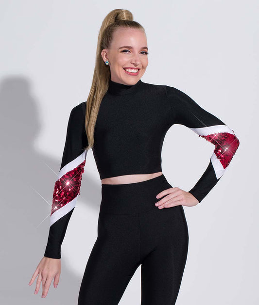 T2298 Varsity Sequin Crop Top