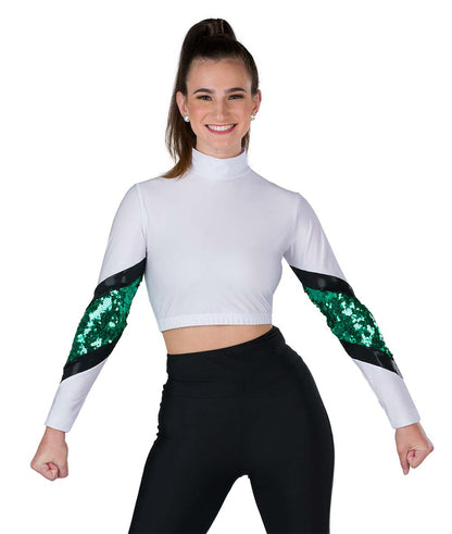 T2298 Varsity Sequin Crop Top