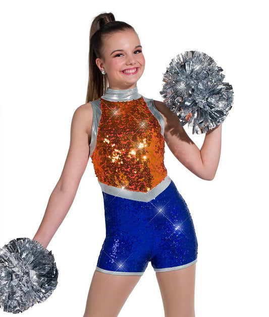 T2308 Mock Neck Sequin Shortall