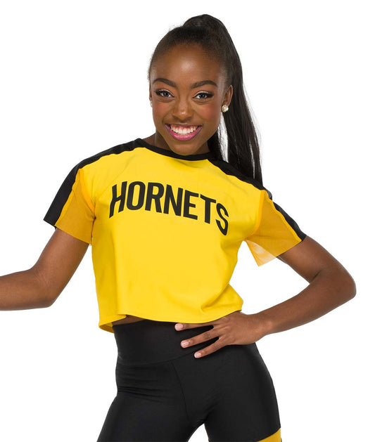 T2358 Mesh Sleeve Crop Top